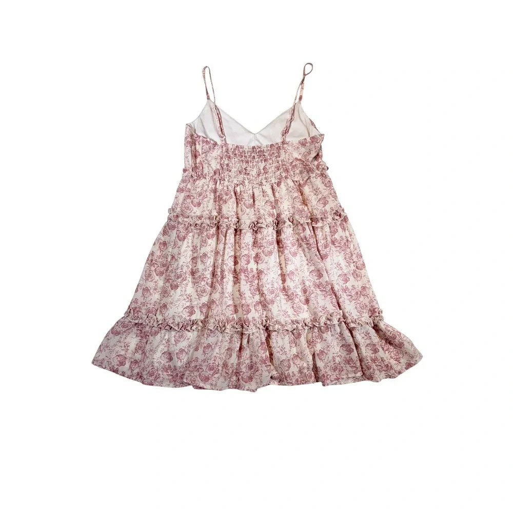 Trixxi Women's Floral Ruffle Tiered Mini Dress Spaghetti Straps Size M - Picture 2 of 3
